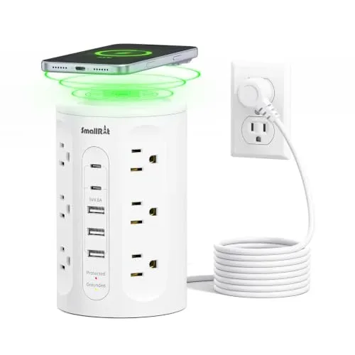 SMALLRT 18-in-1 Power Strip Tower with Night Light